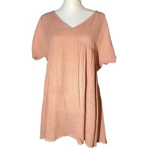 By Together Women's Small‎ Crepe Babydoll Mini Dress Short Sleeves V Neck Blush